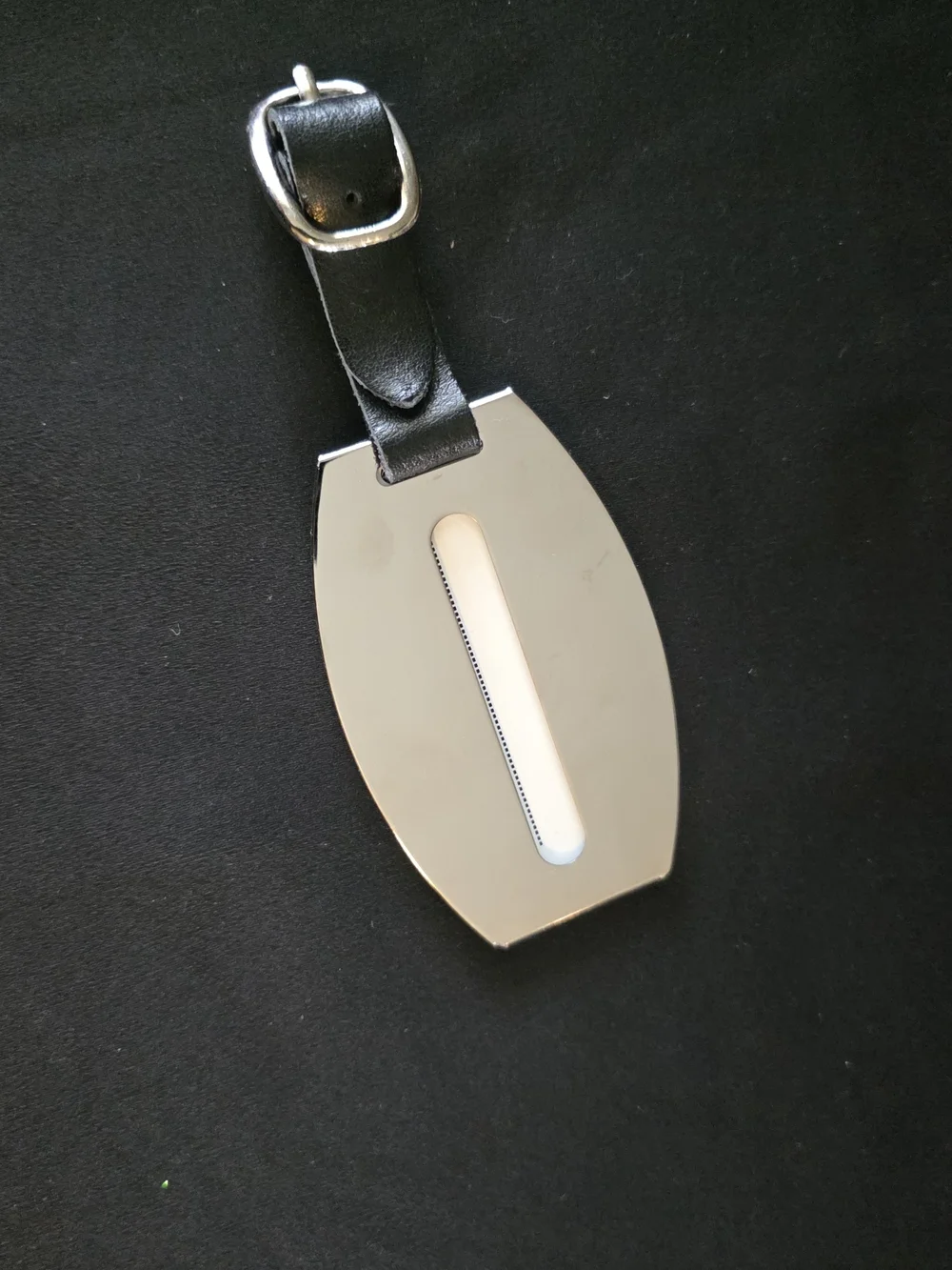 Neiman Marcus Black Leather Strap with Silver-Tone Logo Tag